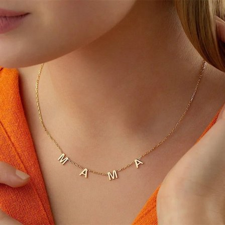 Mors dag liten bokstav mama hänge halsband Fo