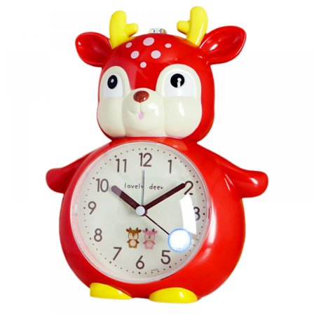 Herätyskellon makuuhuoneeseen, piirretty herätyskello peura herätyskello yövalo, opiskelijan lapsen kodin sisustus pöytäkello (punainen)