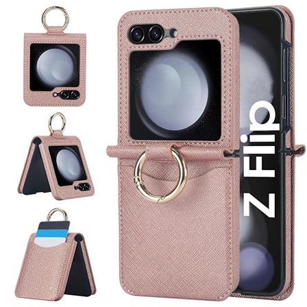 Z Flip 6 -lompakko-kotelo, RFID-suojaava korttipidike, nahkainen iskunkestävä kotelo Samsung Galaxy Z Flip 6:lle renkaalla