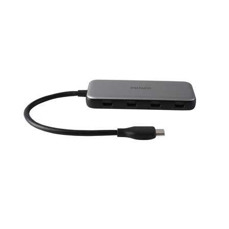 Deltaco USB-C hub, 5 Gbps, 4x USB-C, PD input 100 W