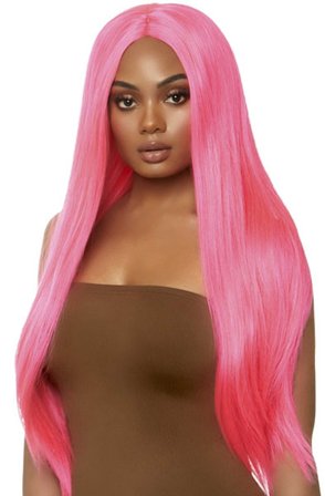 Long Straight Center Part Wig Neon Pink - Vuxen.fi - Seksikkäitä asusteet - Vuxen