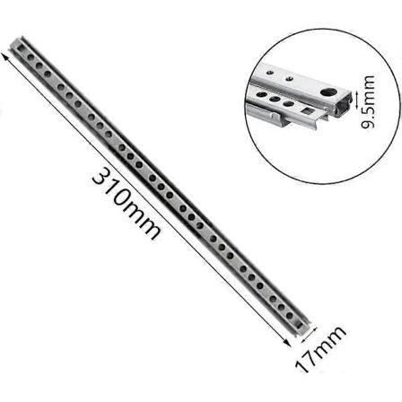 1 Par (2 Stk) Skuffeskinner Metall Kulelager Skuffeskinner Skuffeskinner Kulelager Skinne 17mm Skuffespor Lengde 310mm