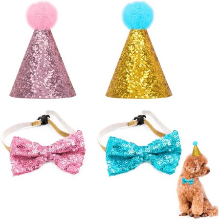 Kæledyrs fødselsdagshat Kat Hund Hat Kæledyrs fødselsdagshat Pailletter Fødselsdag
