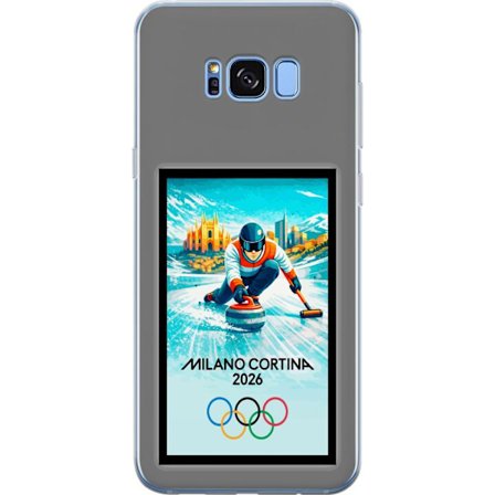 Kompatibel Mobilcover til Samsung Galaxy S8 Ishockeyillustration med spillere i bevægelse på isen, Milano Cortina 2026, Milano-landemærker og olympisk