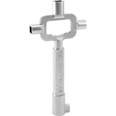 Kort bygge nøkkel, firkant nøkkel, mesternøkkel, med sylinderlengde måleskala, sinklegering