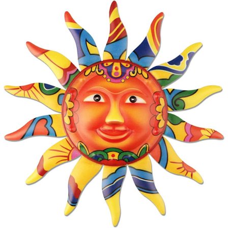 Metall Sol Veggkunst Dekor Fargerik Metall Sol Ansikt for Stue