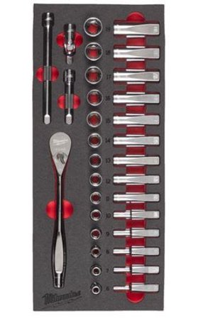 Milwaukee 4932479825 Steel Storage Pipenøkkelsett 32 deler, 3/8", Håndverktøy