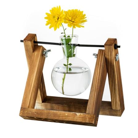 Formeringsstasjon for planter Oppgrader pære vaseplanter med trestativ for bordmidtpunktdekorasjon Vintage hjemmekontortilbehør, 1 pære