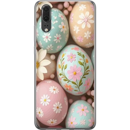 Kompatibelt Mobildeksel til Huawei P20 Pastellfargede påskeegg med håndmalte blomster og vårfølelse i en myk dekorativ sammensetning