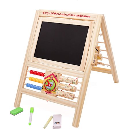 7 i 1 Pedagogiskt Staffli för Barn, Svarta Tavlan, Multiaktivitets Ritbord, Alfabet, Siffror, Whiteboard