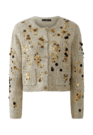 Oui Stickad cardigan Jackor Dam Beige 36