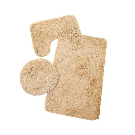 3-delt badeværelsessæt tæppemåtte toiletlågbetræk ensfarvet bademåtter FAN2434 [dB}