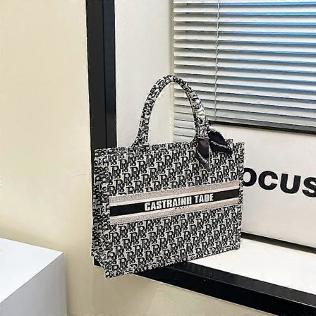 2025 Broderi Bogstav Bærbar Tote Taske Alsidig Håndtaske Stor Kapacitet Taske Kvinder