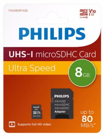 Philips FM08MP45B - flashminnekort - 8 GB - microSDHC UHS-I