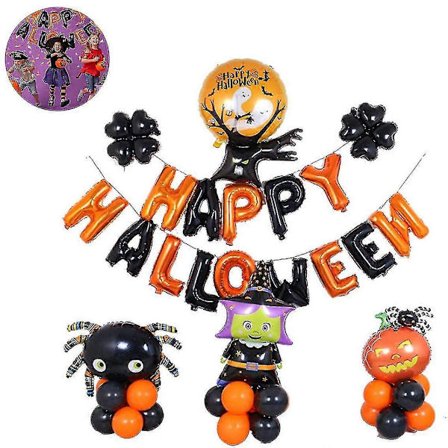 Halloween Ballonger Halloween Party Ballonger Glad Halloween Ballongset Med Latex Ballonger Tema Party Pumpa Spindel Häxa Spöke Träd