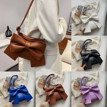 Women Bowknot PU Shoulder Bag Brown