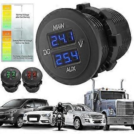 Volt Meter Høj Nøjagtighed Batteri Monitor Miljøvenlig 12-24v Dobbelt Digital Led Bil Voltmeter Til Motorcykel