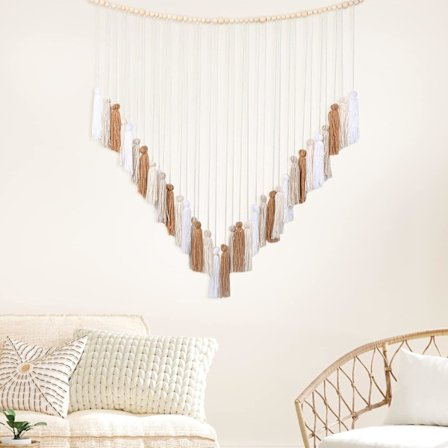 Sengegavl Veggoppheng Bohemsk Veggdekor Barneromsveggdekor Boho Barneromsdekor Beige Romdekor