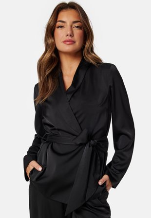 BUBBLEROOM Pilar Soft Satin Blazer Black Klær