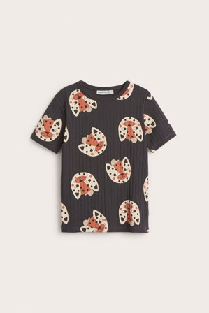 Kappahl | Prążkowany t-shirt z krótkimi rękawami | Czarne