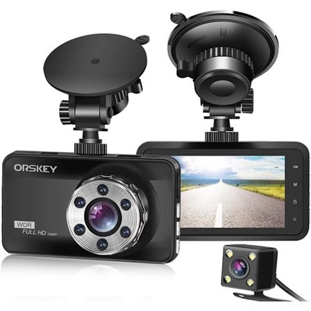 Dash Cam Front og Bak 1080P Full HD Dual Dash Kamera i Bil Kamera Dashboard Kamera Dashcam for Biler 170 Bred Vinkel med 3.0" LCD Display Natt Vi