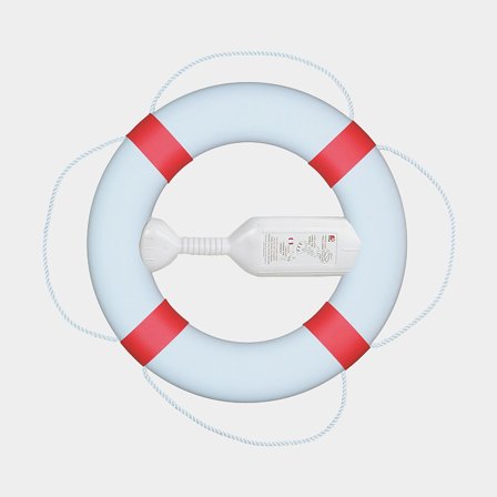 Livboj Fristad Plast FP380, Ø61/38 cm, vit med röda manchshetter, 2.1 kg + 20 meter kastlina