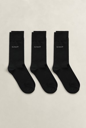 GANT Herren 3er-Pack Socken aus mercerisierter Baumwolle (43-45) Schwarz