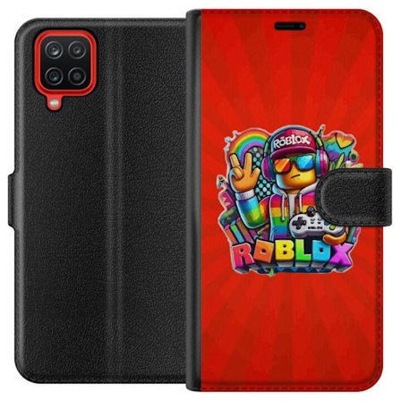 Yhteensopiva Lompakkokotelo Samsung Galaxy A12 Roblox Pelaaja Sateenkaari värikkäällä hahmolla ja peliohjaimella virkistävä ja hauska suunnittelu peli