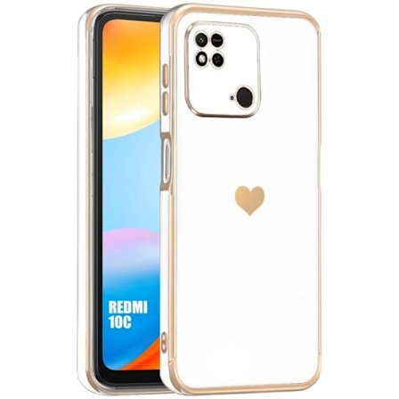 Lyxigt, mjukt TPU Anti-repa hjärtmönsterfodral för Xiaomi Redmi 10C - Vit