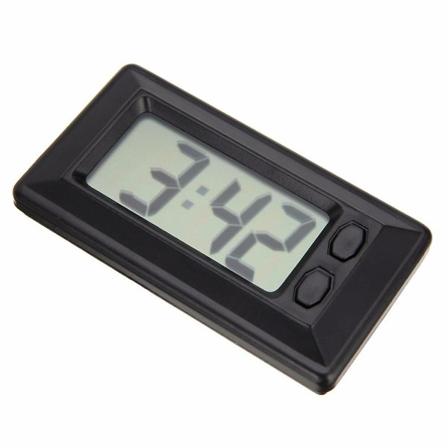 Ultratynd elektronisk ur med klæbepude Lcd digital dato tid kalender display til bil instrumentbræt hjem skrivebord kontor 1 stk