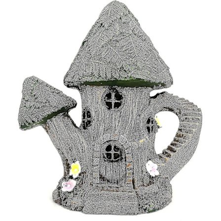 Fe-hage Statue Hus Figur, Nydelig Lilla Blomster Trehus Med Solcelle-LED Lys For Innendørs Utendørs Patio Hage Plen Ornamenter Gave (grønn Wi