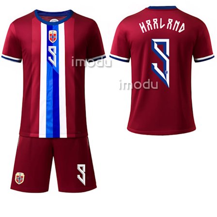 24-25 Norge Fodbold Landshold Hjemme Børn Voksen Hold Trøje Nr.9 Haaland