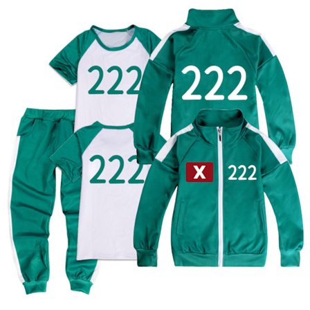 Squid Game treningsdress kostyme komplett sett med tau for voksne [JSR] 222