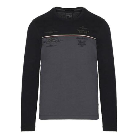 Aeronautica Militare Long sleeve Men Dark blue medium gray , Zwart , Heren , Maat: 2XL Hoodies & sweatvesten