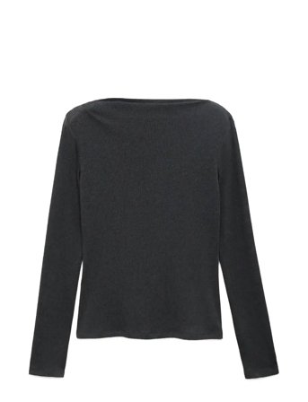 Mango | Long-Sleeved Boat-Neck T-Shirt | XS