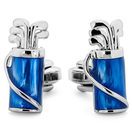 Meraklis | Boutons de manchette argentés et bleus - Club de golf pour hommes