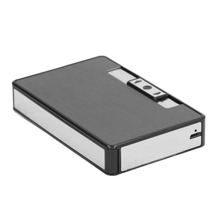 Sigarettveske Medium USB Lading Tegningsprosess Metallmaterial Polert Design Elektronisk Sigarettveske med Tennere Svart