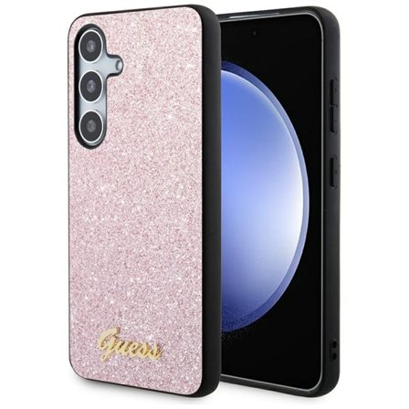 Guess Glitter Script-etui for Samsung Galaxy S24 - Rosa