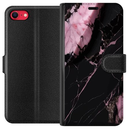 Kompatibelt Plånboksfodral till Apple iPhone 7 Svart rosa marmor