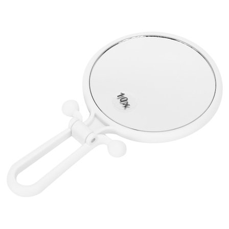 Dobbeltsidig sminke speil 10x forstørrende sammenleggbart håndholdt kosmetisk speil for hjemmereiser (hvit)