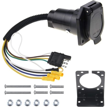 2025 Senaste Modell 4 Flat till 7 Way Blade Släpvagnsadapter Elektrisk Kontakt med Kontaktuttag Monteringsfäste 4 Flat till 7 Way Blad