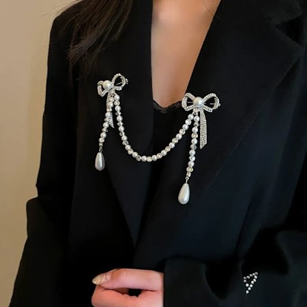 Vintage Elegant Imitation Pearl Bow Brooch Pin Tassel Design High Quality Metal Jewelry Luxury Accessories Wedding Banquet Gift