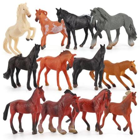 12 STK Mini Action Figurer Heste Leke Modell Simulering PVC Miniatyr Hest Dyr Lekesett Lekesett Pedagogisk leke for barn