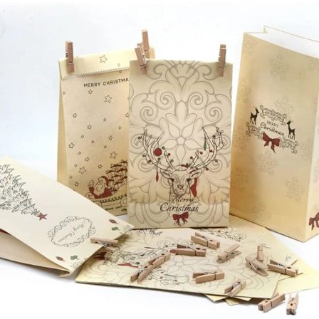 (Pow yeah!) Papirsposer Jul, 24 gaveposer papirsposer, kageposer juleposer papir til gaver slik fest til julegaveposer