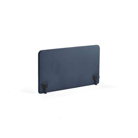Desk screen ZONE, black brackets, 1200x650x36 mm, fabric Hush, navy blue