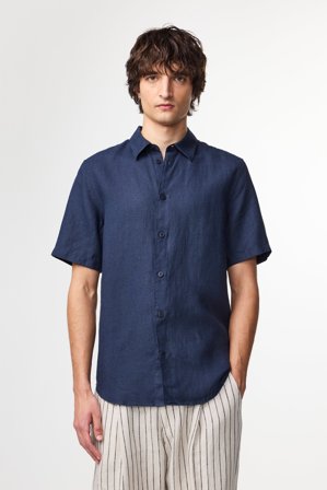 NN.07 Enzo 5708 Hemd Herren Blau Leinen