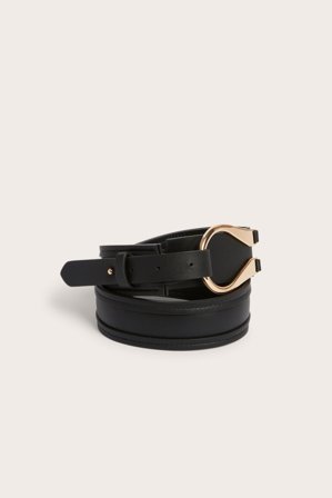 Kappahl | Pasek z imitacji skóry Czarne M | Czarne