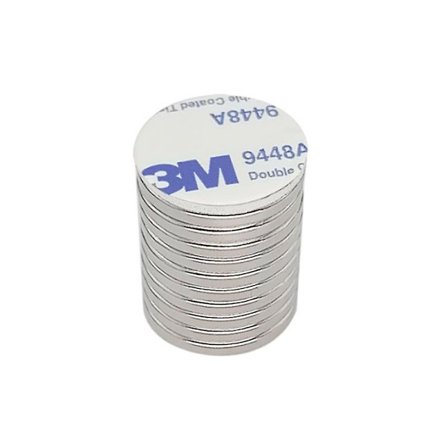 10-pakning Supersterke Runde Neodymmagneter med Selvklebende Bakside-FD-