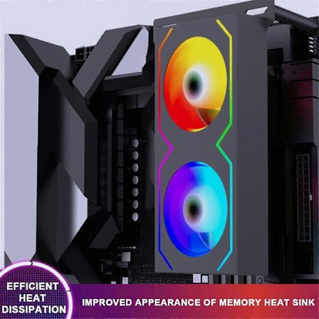 PC Minneskylningsradiator 4Pin PWM/5V 3Pin ARGB med 2 Kylfläktar RAM Radiator Kylfläns för DDR4 DDR5 RAM Kylare Vit