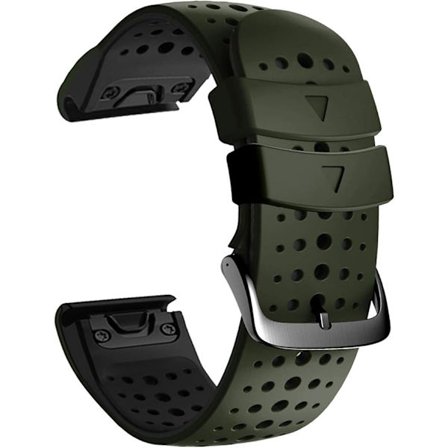 QuickFit 26 mm silikon myk sports vanntett pustende armbånd for Garmin Fenix 5X Plus, Fenix 6X Pro/safir, Enduro, Tactix Bravo